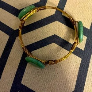 Turquoise and gold tone bangle